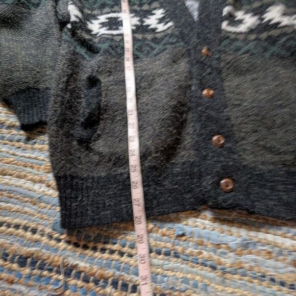 Tejidos Rumiñahui Vtg Wool Cardigan Charcoal Forest Green Southwest Knit Unisex - Picture 5 of 9